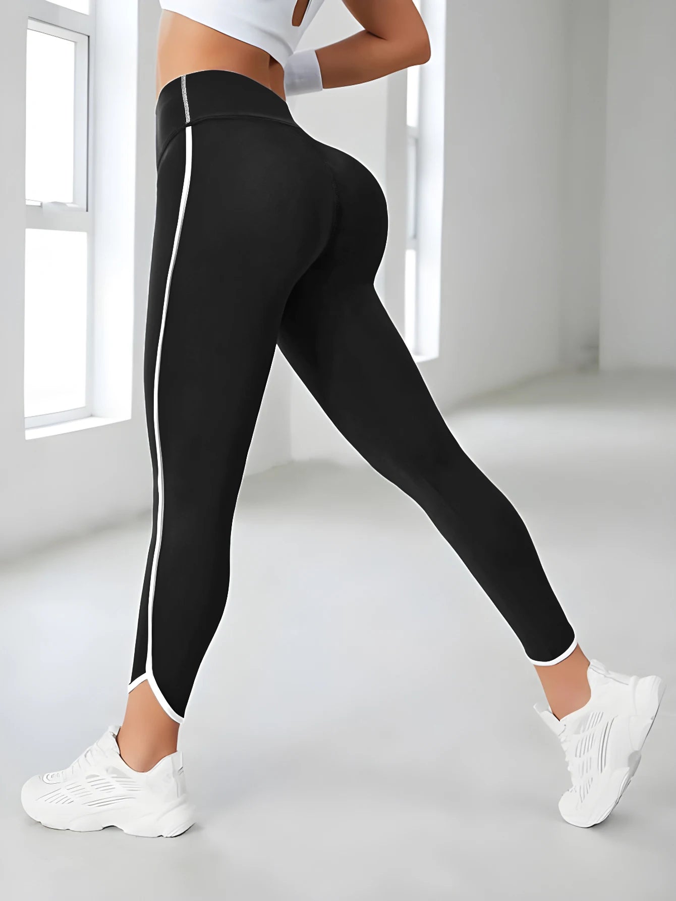 High-Waist Striped Yoga Sport Leggings | OWNLUXE