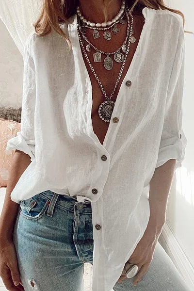 Women’s Stretch Button-Down Shirt – Relaxed Broadcloth Fit