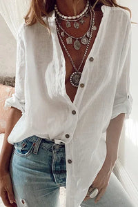 Classic Single-Breasted Shirt – Loose-Fit Broadcloth with High Stretch