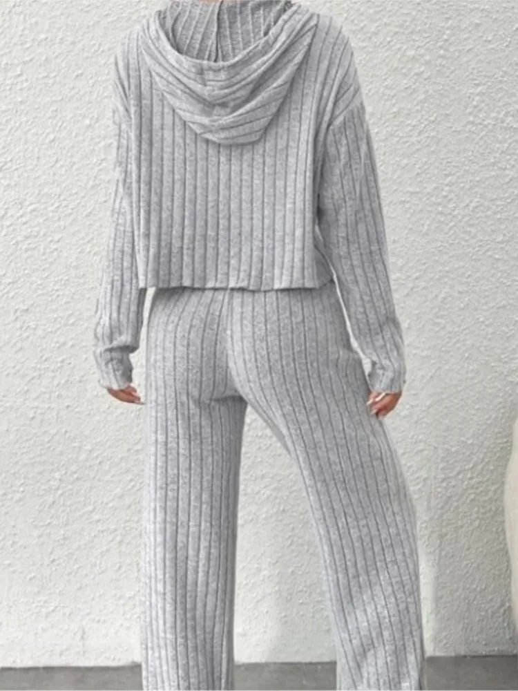 Women's Striped Hooded Two Piece Pants | OWNLUXE