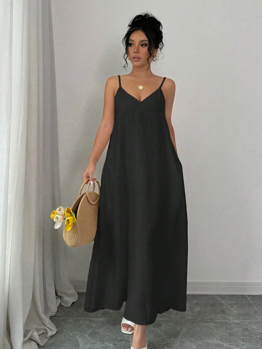 Women's Sleeveless V-Neck Dress | OWNLUXE