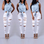 Women’s Mid-Rise Skinny Jeans – Distressed Casual Fit