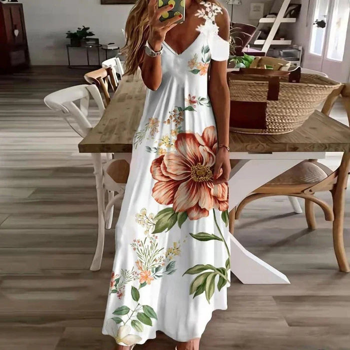 Women's Printed White Lace Sleeveless Suspender Dress | OWNLUXE