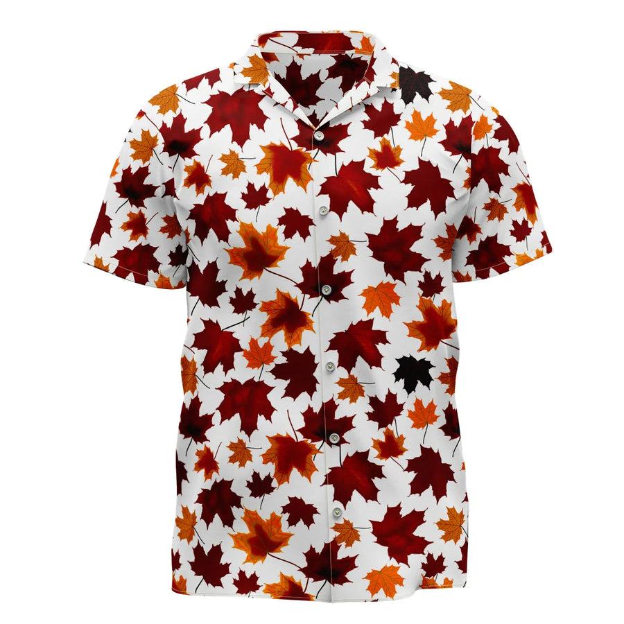 Maple Leaf Hawaiian Aloha Shirt – 3D Print Vintage Fit