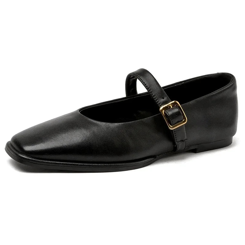 Women's Square Toe Leather Flats – Shop at OWNLUXE