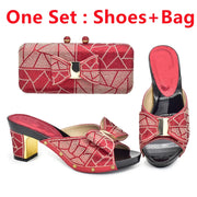 Rhinestone Shoes & Matching Bag Set - Party Wedding Heels with Purse
