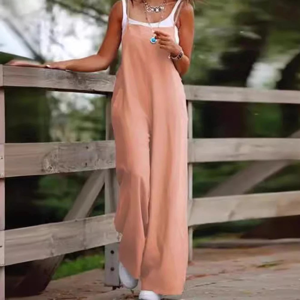 Summer High-Waist Wide Leg Jumpsuit – Full-Length Elegance