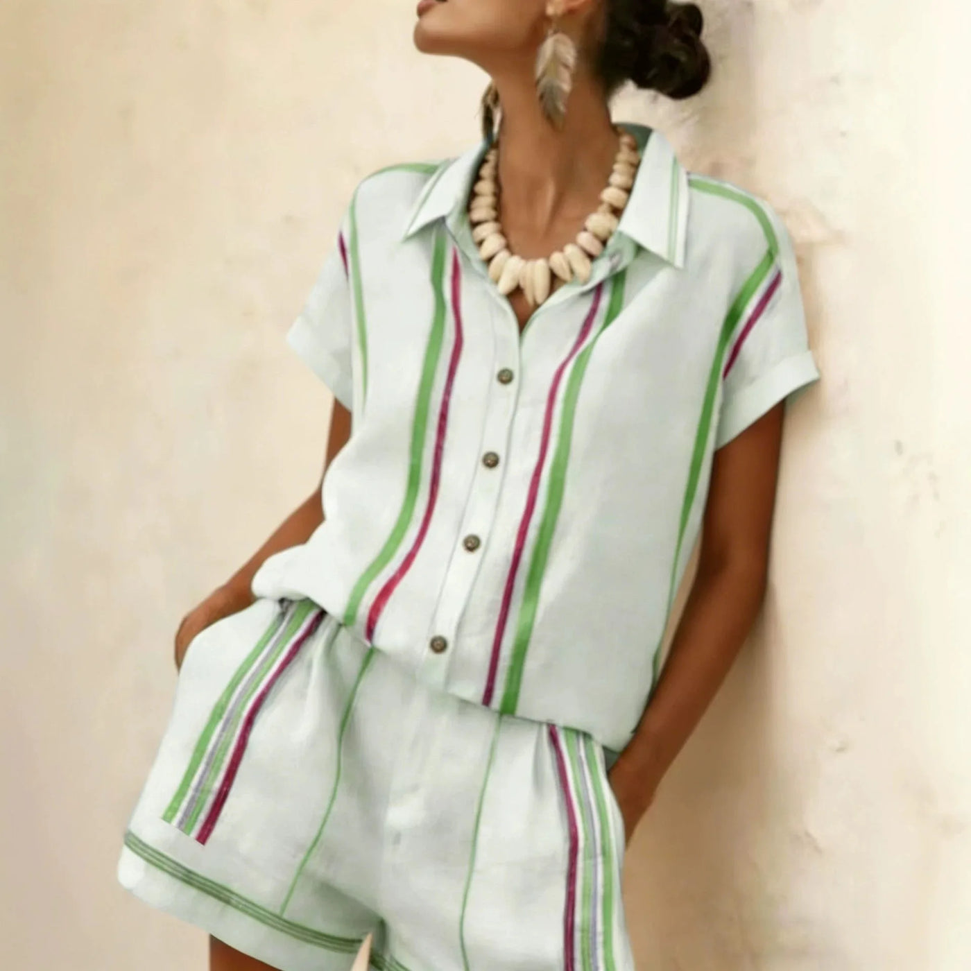 Women's Striped Two Piece Shorts | OWNLUXE