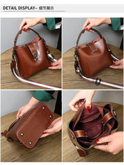Spacious Cowhide Leather Bucket Bag | OWNLUXE
