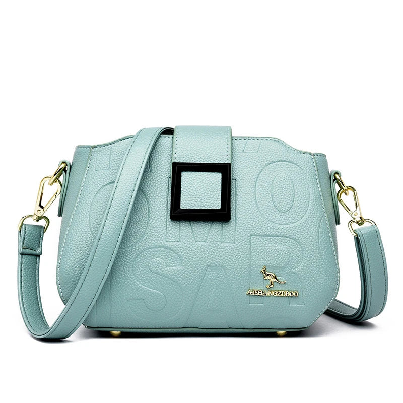 New High Quality Letters Leather Luxury Handbags Women Small Designer Shoulder Bags Women Fashion Simple Ladies Crossbody Bags