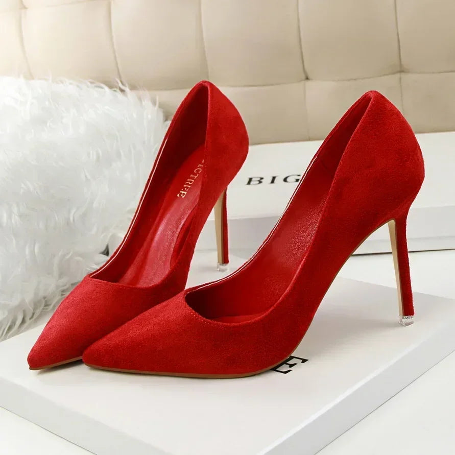 Women's Stiletto High-Heel Pumps (Orange) | OWNLUXE