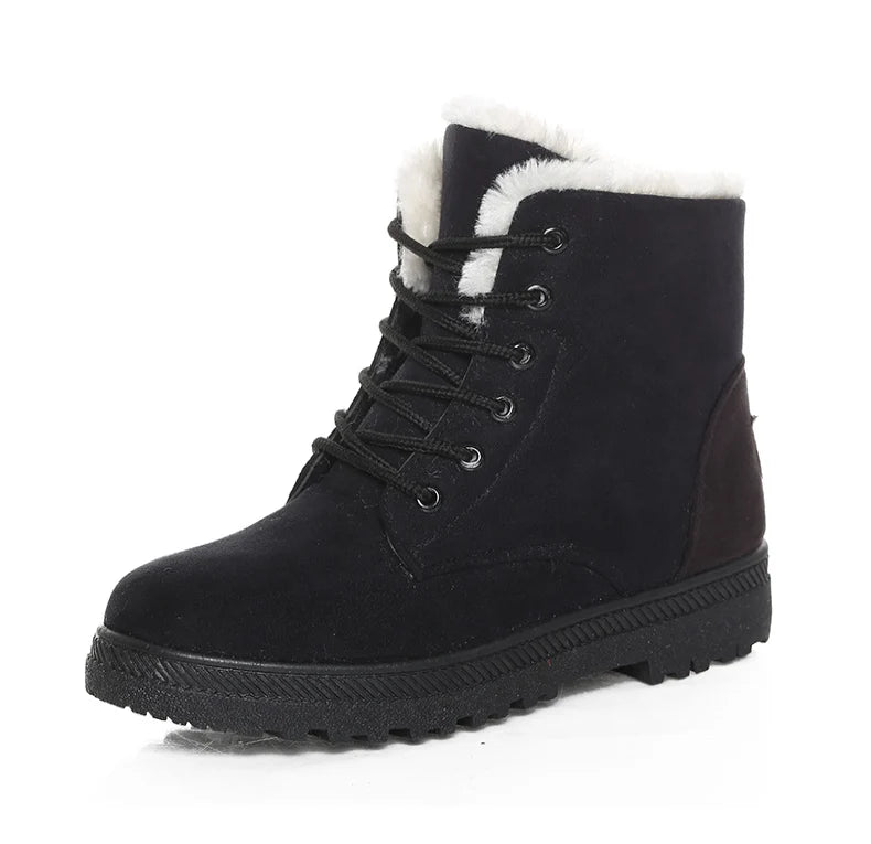 Women’s Warm Fur Ankle Snow Boots with Low Heels