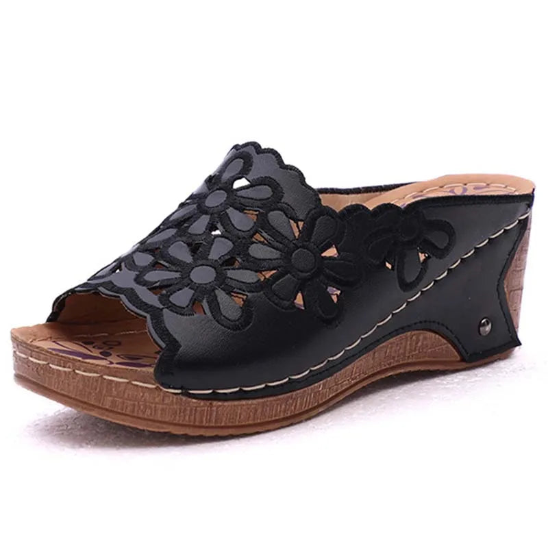 Women's Wedge Sandals – Comfortable Floral Design