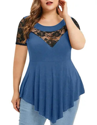 Lace Hollow‑Out Tee – Breathable Stretch Summer Top