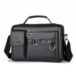 Load image into Gallery viewer, Men’s PU Leather Satchel – Rivet Detail Crossbody Bag
