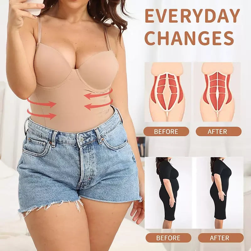 V-Neck Shapewear Bodysuit - Medium Control Tummy Shaper for Women