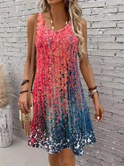 Floral Print Sleeveless Round-Neck Dress | OWNLUXE