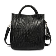 Cowhide Leather Woven Handbag | OWNLUXE