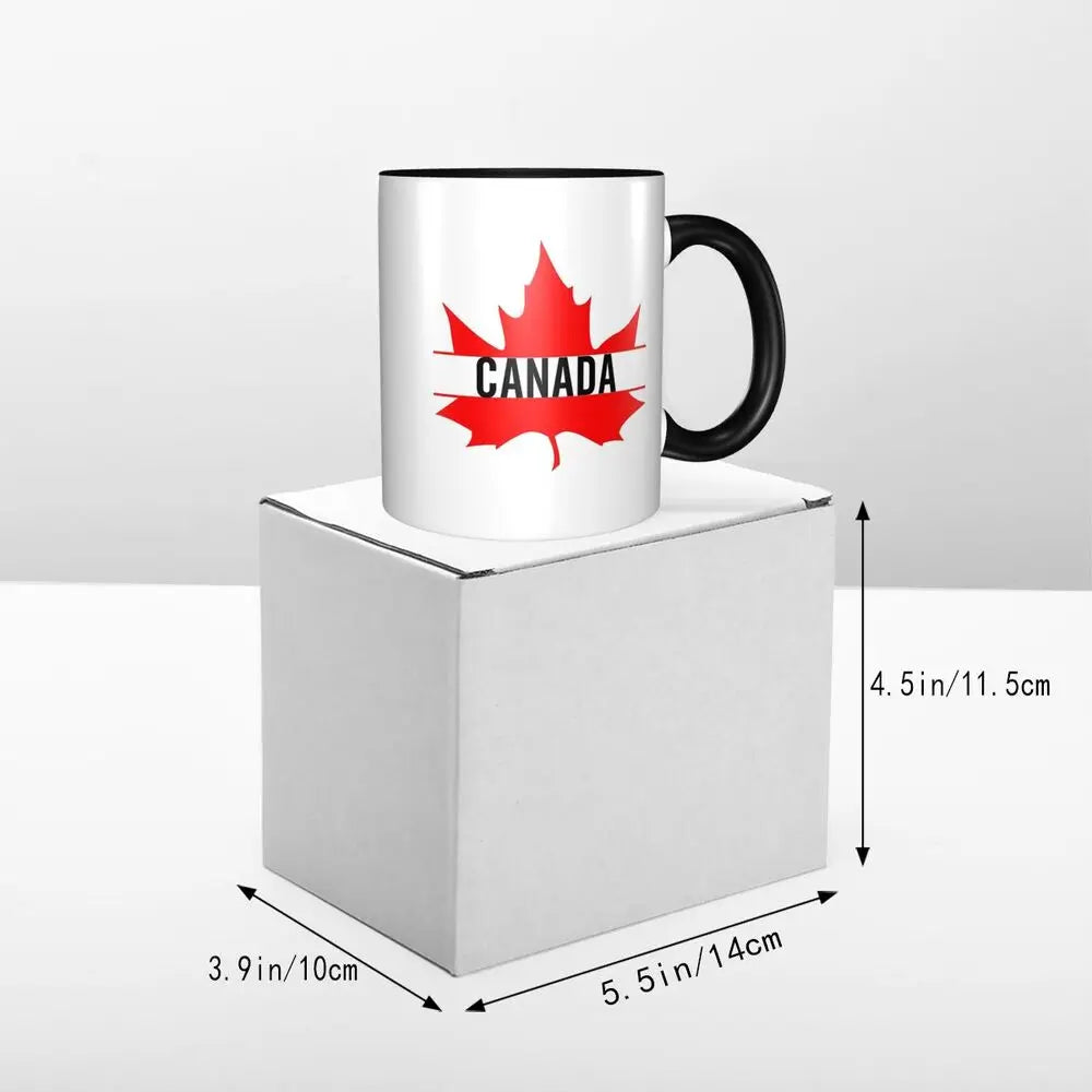 Maple Leaf Canada Canadian Is My Happy Place Mug Funny Ceramic Coffee Cups Tea Mugs Milk Cup Drinkware Gift for Friends