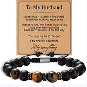 Tiger Eye & Onyx Men's Bracelet – Natural Stone & Steel Charm