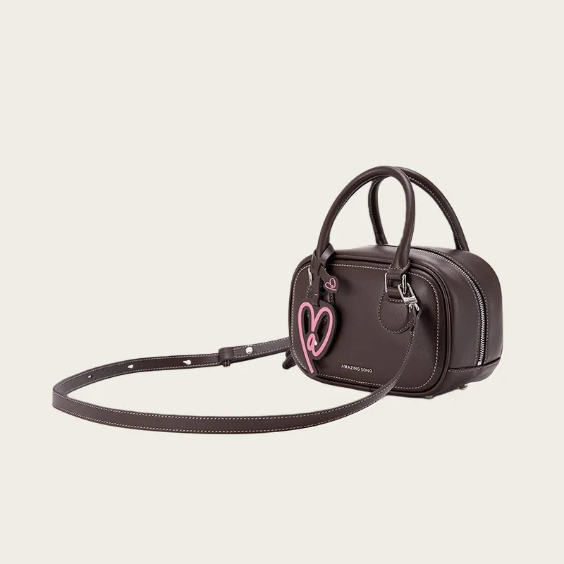 Large Capacity Soft Leather Tote Bag - Heart-Shaped Crossbody Handbag | OWNLUXE