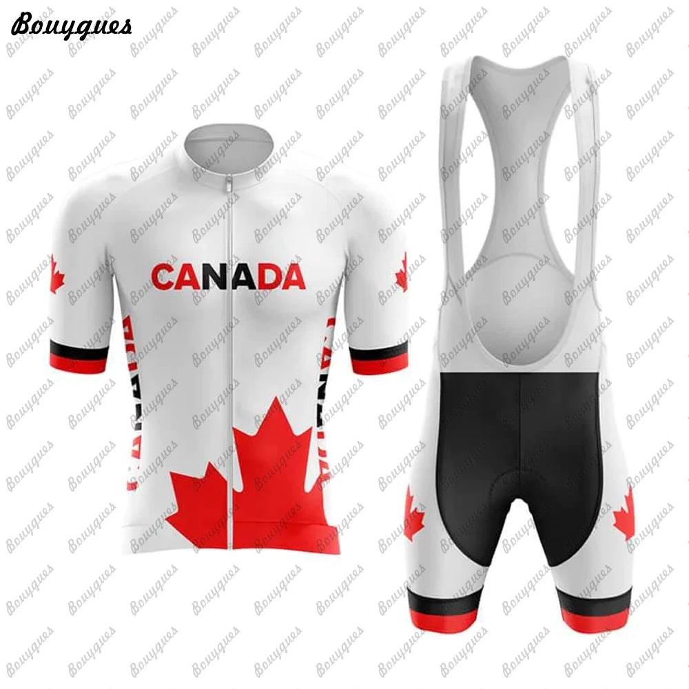 Canada Men Triathlon Short Sleeve Cycling Jersey Sets Pants | OWNLUXE