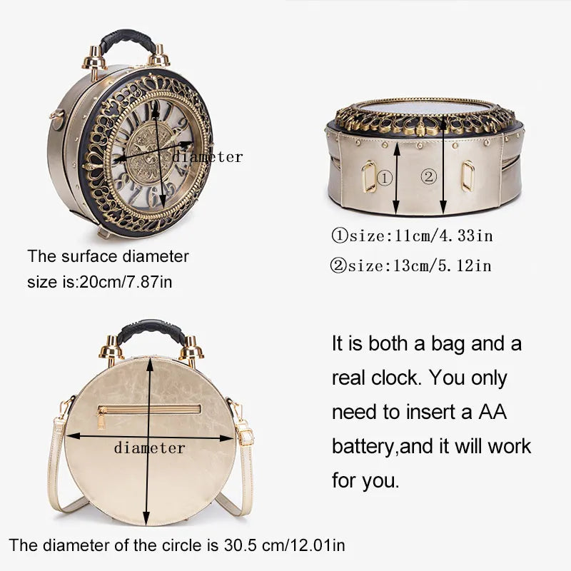PU Leather Clock-Shaped Crossbody Bag | OWNLUXE