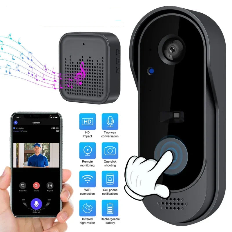 Smart Wireless Video Doorbell with HD Screen & Audio