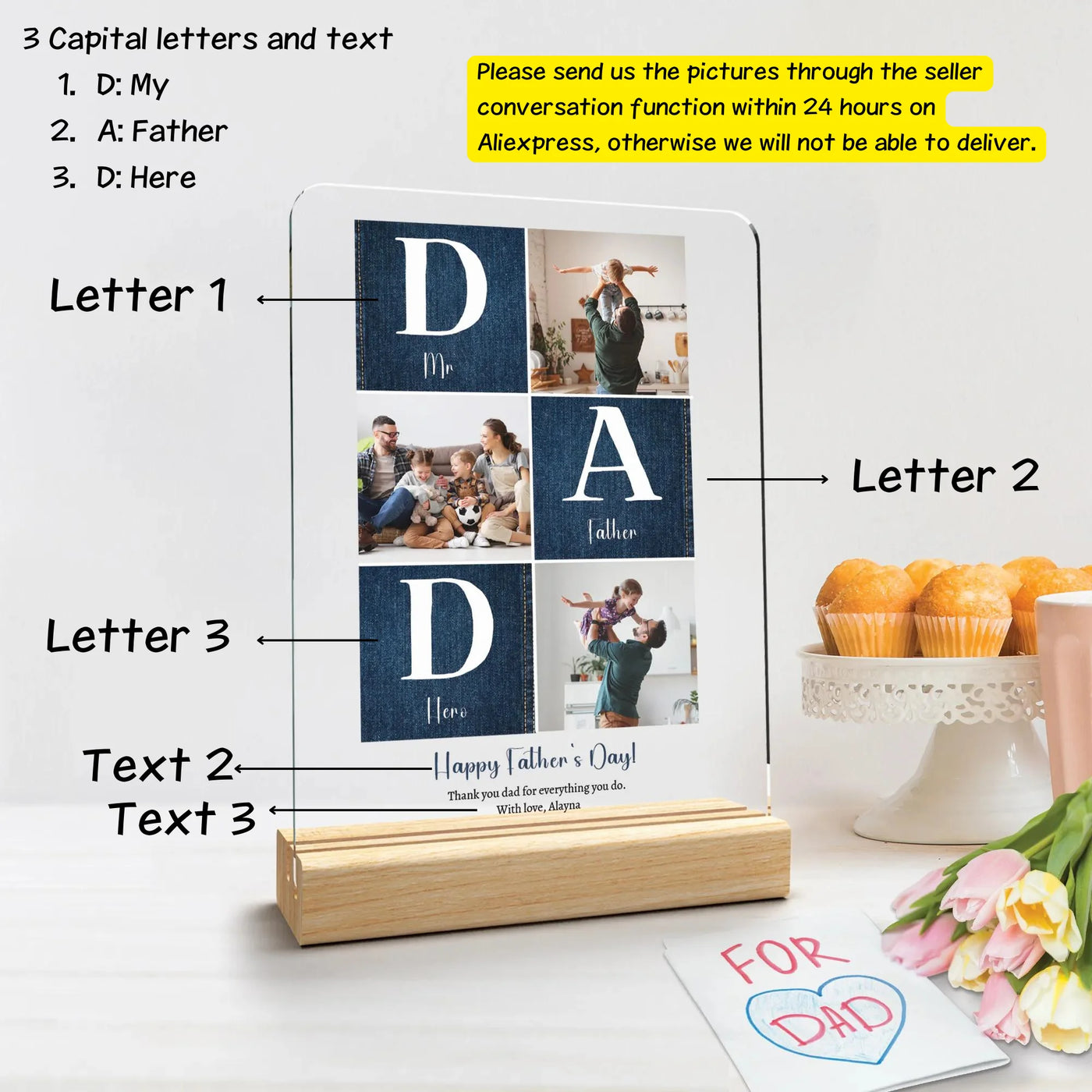 Father’s Day Acrylic Photo Frame – Clear Modern Keepsake