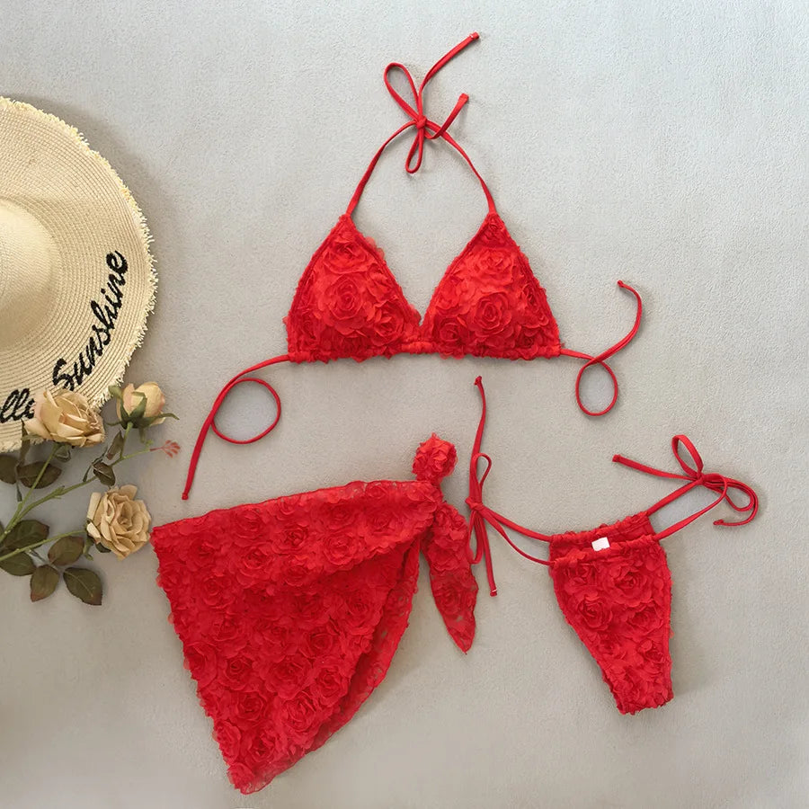 Bikini Bodysuit Swimwear Women With Skirt Bathing Suit Summer New Ruffle Splice Print Beachwear Holiday Bikini Cover Ups Outfits