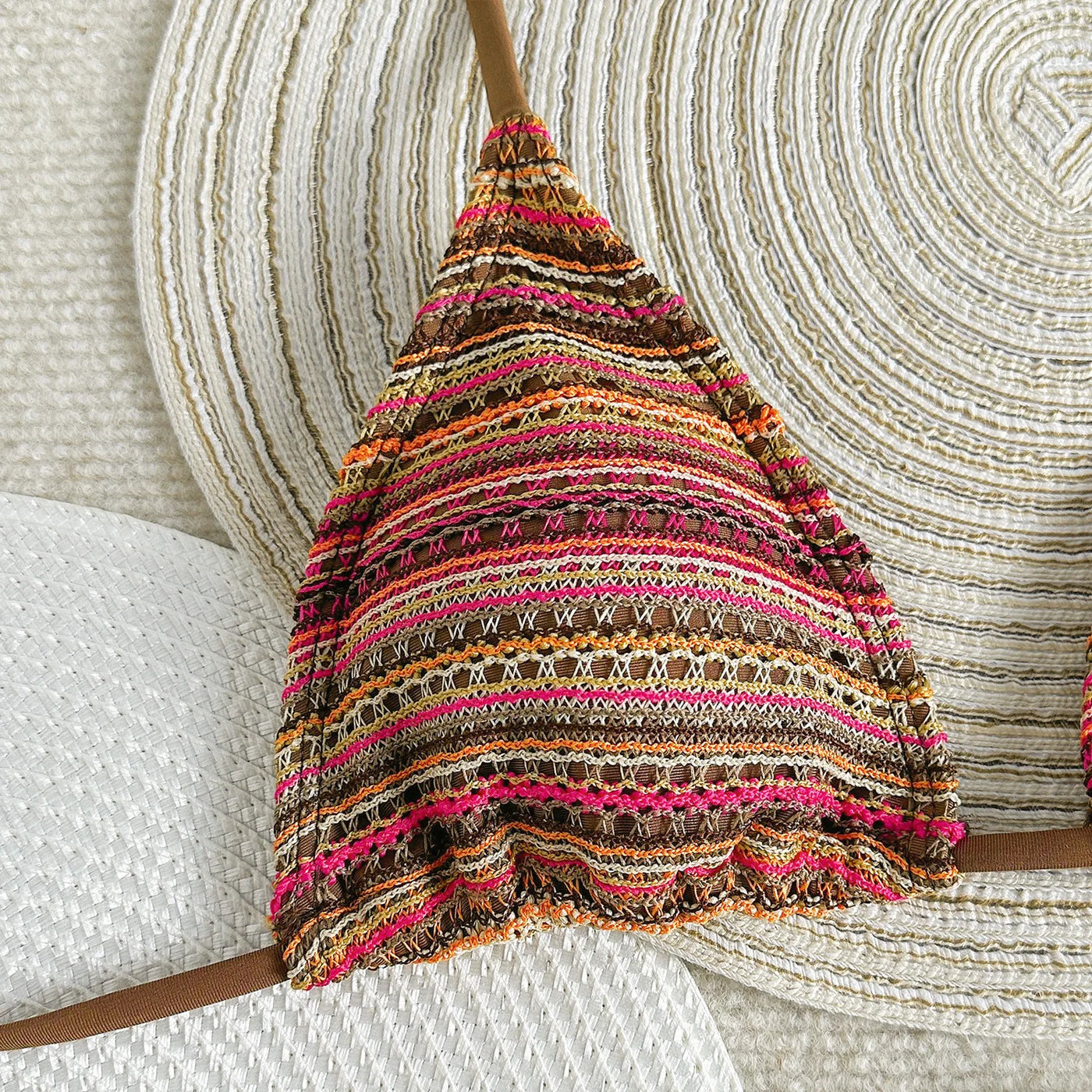 Knit Striped Halter Tankini Set | OWNLUXE