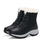 Winter Plush Mid‑Calf Boots – Warm Wedge Lace‑Up