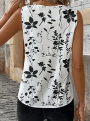 Floral Sleeveless V-Neck Top – Lightweight Knit Essential