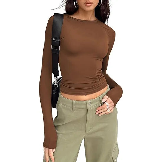 Four Long-Sleeve Slim-Fit Blouse | OWNLUXE