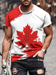 Men's Canadian Flag & Maple Leaf Print T-shirt Summer | OWNLUXE