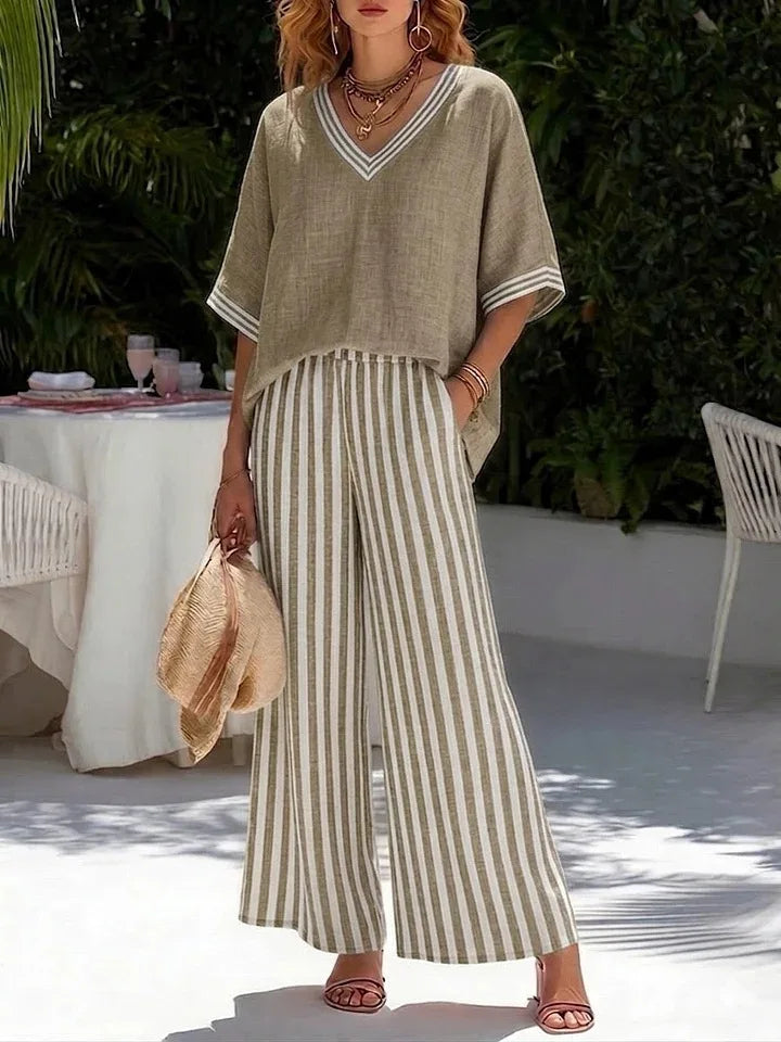Women's Wide Leg Striped Pants | OWNLUXE