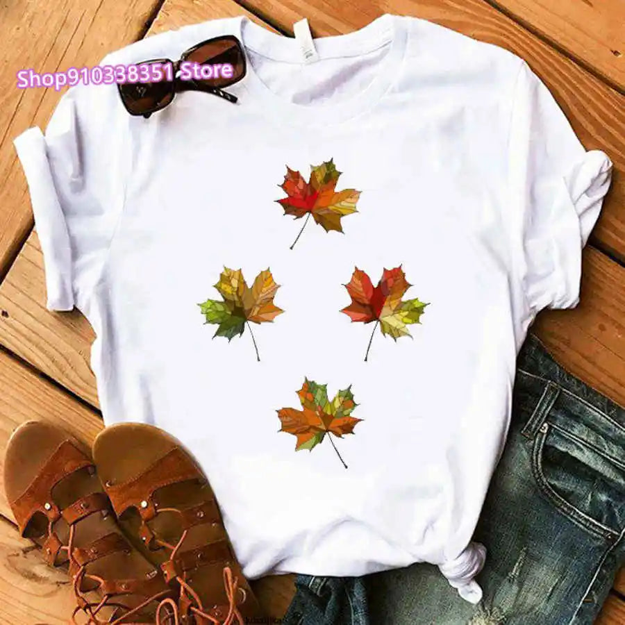Fashion Canada Maple Leaf Flag Print Women T-Shirt O-Neck Short Sleeve | OWNLUXE