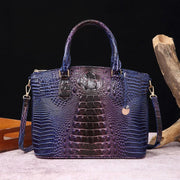 Crocodile Embossed Leather Handbag - Classic Shoulder Bag