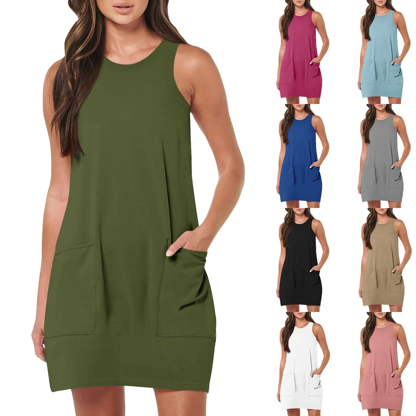Women's Sleeveless Round Neck Vintage Dress | OWNLUXE