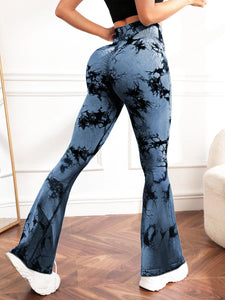 Flare Tie-Dye Yoga Pants with High Waist – Seamless & Stylish | Pantalon de yoga évasé tie-dye taille haute – Sans couture et tendance