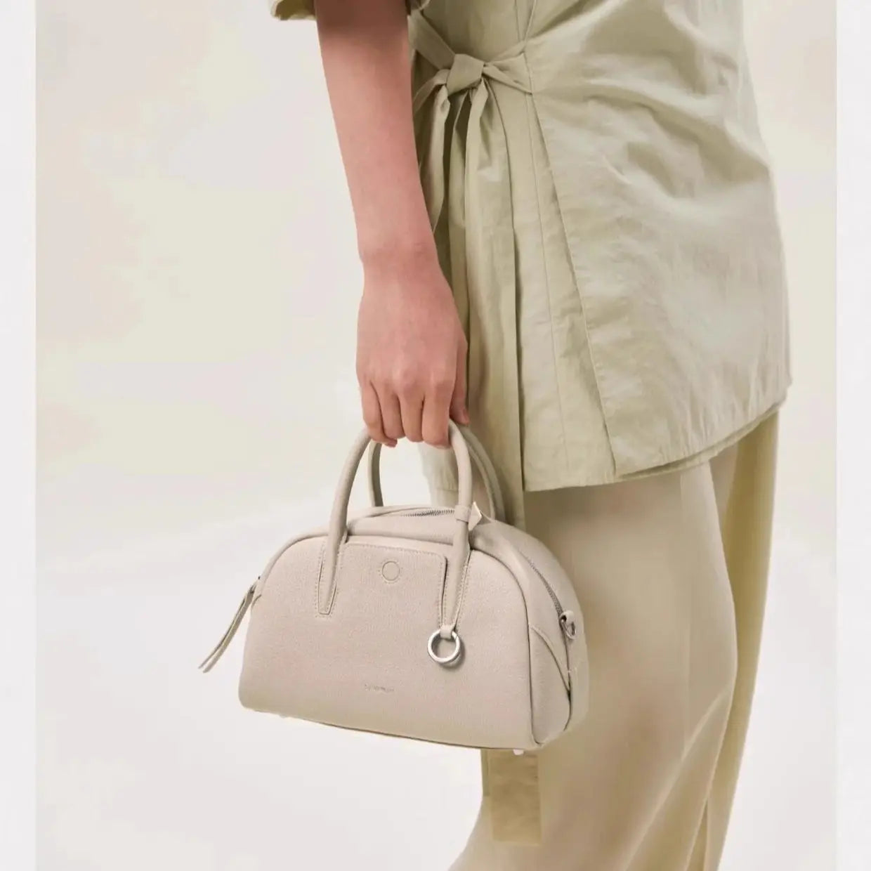 Split Leather Boston Bowling Bag - Compact Travel Crossbody Shoulder Bag | OWNLUXE