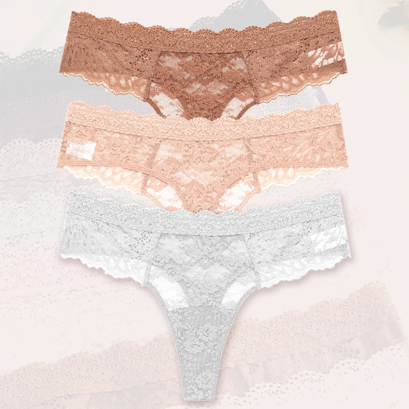 3-Piece Lace Thong Set | OWNLUXE
