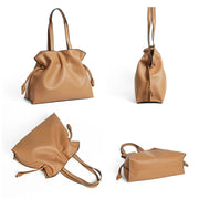 Cowhide Leather Pleated Bucket Bag | OWNLUXE