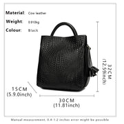 Cowhide Leather Woven Handbag | OWNLUXE