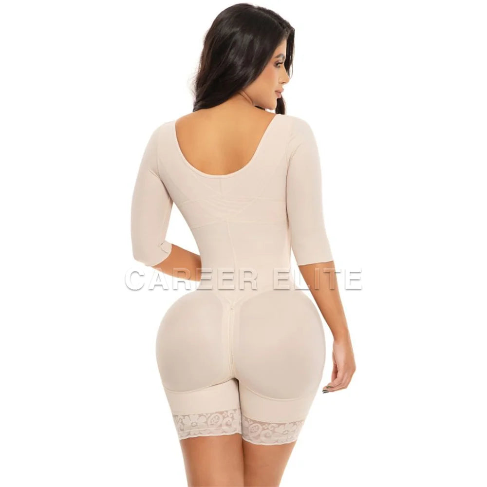 Seamless Shapewear Bodysuit with Sleeves & Support