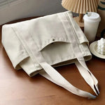 Load image into Gallery viewer, Canvas Bag for Women 2024 New Trendy Large Capacity Black Shoulder Bag Student Ins Casual Books Tote Pouch
