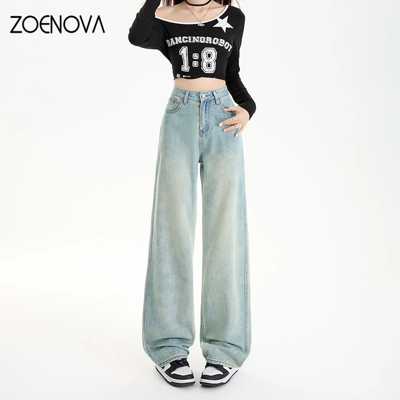 Vintage-Washed High-Waisted Jeans – Bold, Baggy & On-Trend | Jean Taille Haute Délavé – Ample, Audacieux et Tendance