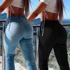 Stretch Skinny Denim Women's Jeans Mid Waist Pants Blue | OWNLUXE