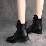 Load image into Gallery viewer, European and American Retro Short Boots Women&#39;s 2023 New Versatile Soft Leather Mid Heel Plush Women&#39;s Boots Zapatillas De Mujer

