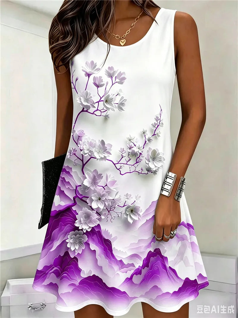 Mini Sleeveless Floral Print Dress | OWNLUXE